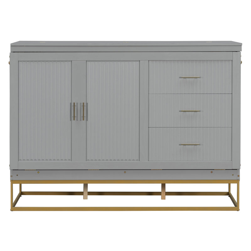Murphy Bed with False Drawers and Safety Lock, Gray