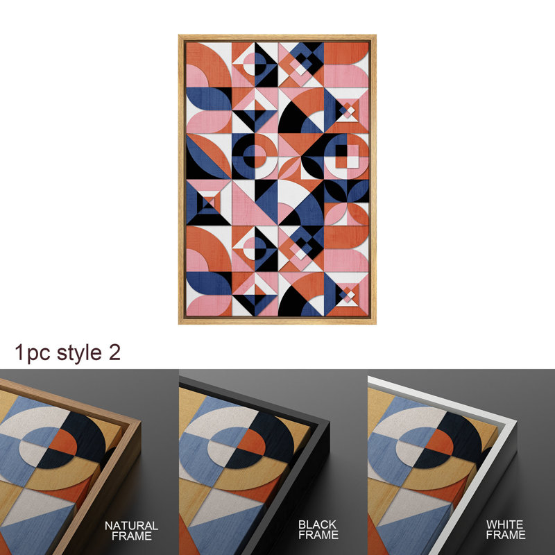 Abstrait, blocs de couleurs vibrantes, illustrations abstraites géométriques bleues orange, images bohème minimalistes modernes, impression numérique sur toile, art numérique encadré