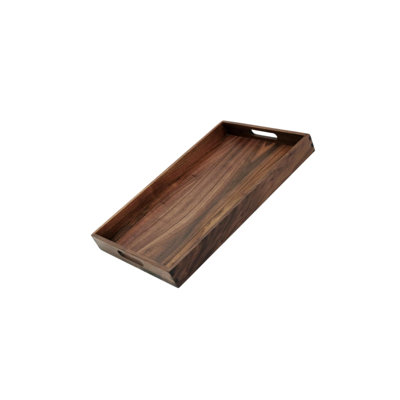 20 X 12.5 Inch Medium Rectangular Brown Walnut Wood Breakfast Tray