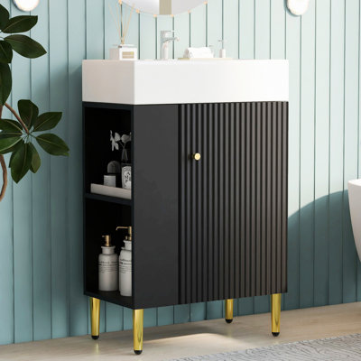 Meuble-lavabo de salle de bain avec lavabo en céramique