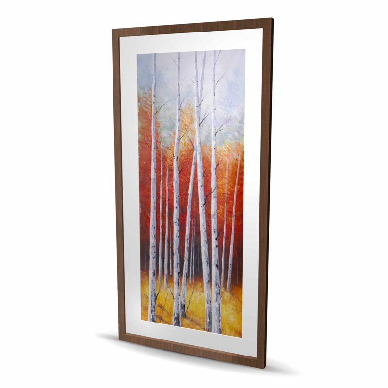 Fall Forest Landscape - Orange Landscapes Framed Print Decor
