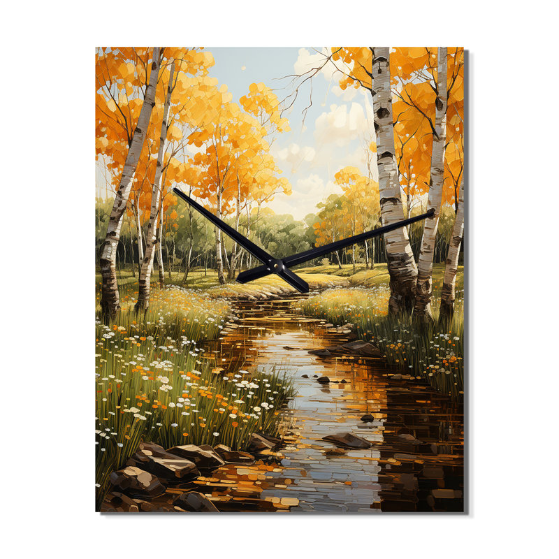Horloge murale moderne Birch Woods, Petit