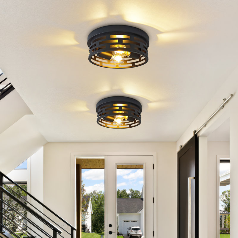 11 po Plafonnier encastré noir 2 lumières Farmhouse avec capuchon rotatif (paquet de 2), 3.7" H x 3.7" W x 11" D, 2