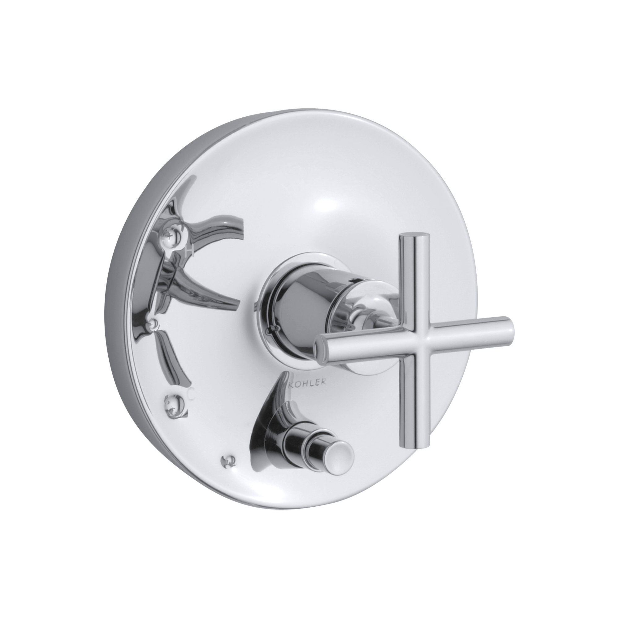 Purist Rite-Temp Pressure-Balancing Valve Trim with Cross Handles, Polished Chrome