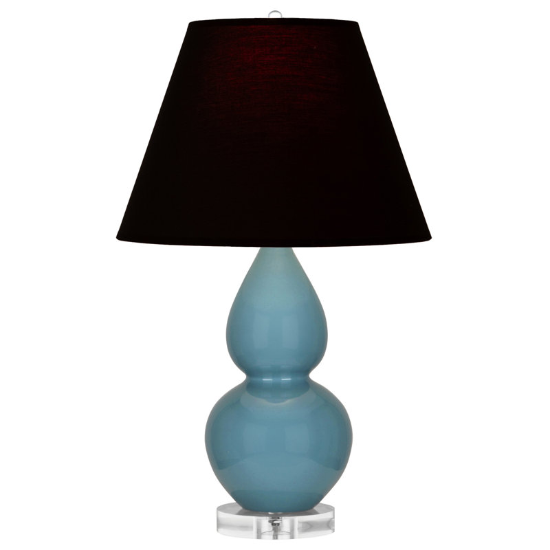 Petite lampe d'appoint à double gourde, Bleu acier, Noir / Rouge