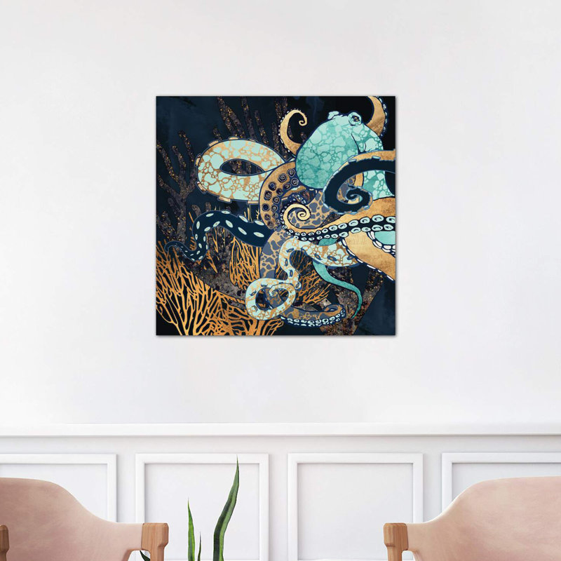 Metallic Octopus II - Wrapped Canvas Print, 93.98 cm H x 93.98 cm W x 1.91 cm D