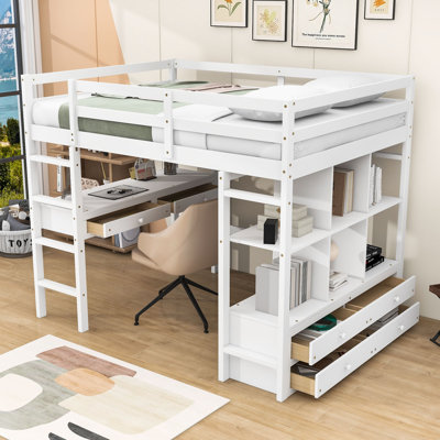 Greyling Kids Full Loft Bed with Drawers
