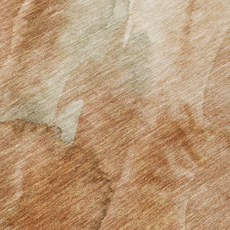 Tapis abstrait lavable à la machine intérieur / extérieur ACN2949, Olive, 3 pi x 5 pi