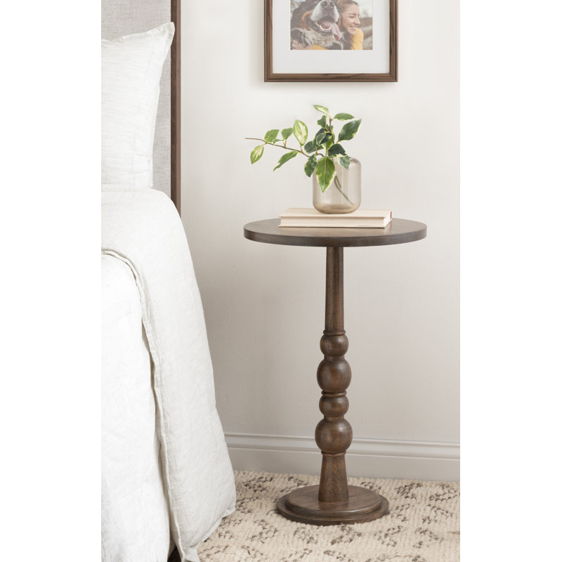 Wooden Round Side Table, Brown