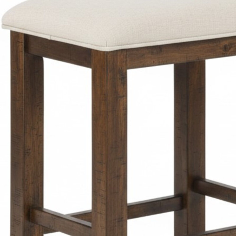 25 po. H Ensemble de 2 tabourets à hauteur de comptoir en bois de chêne / beige