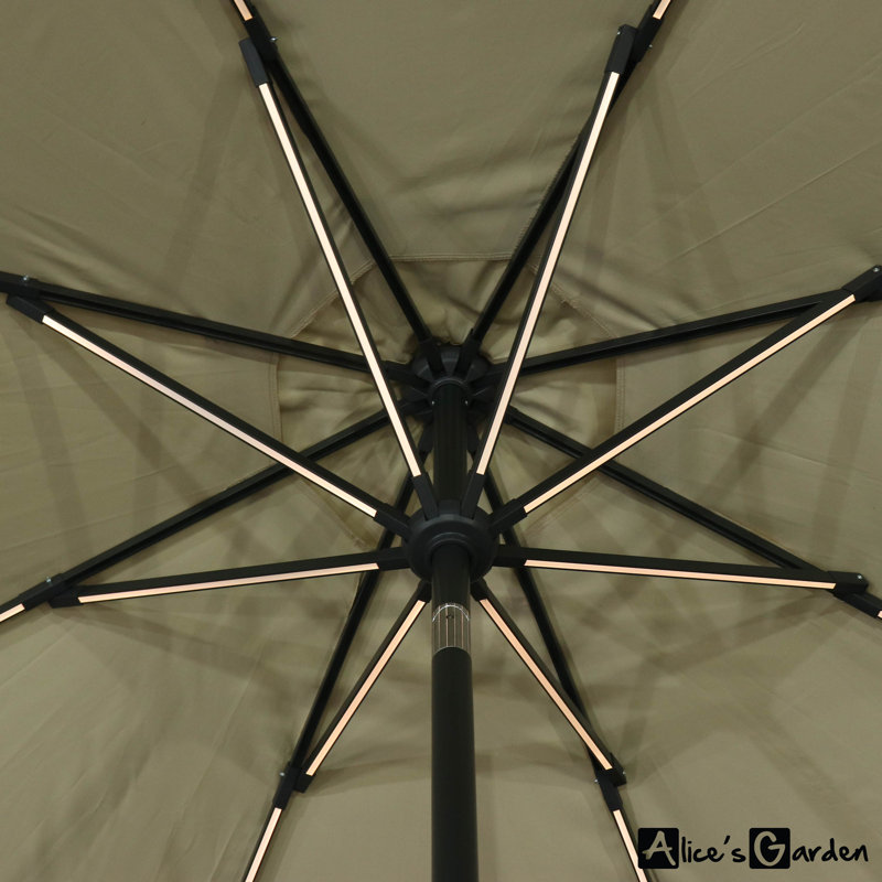 Arnell 290cm Lighted Market Parasol, Beige