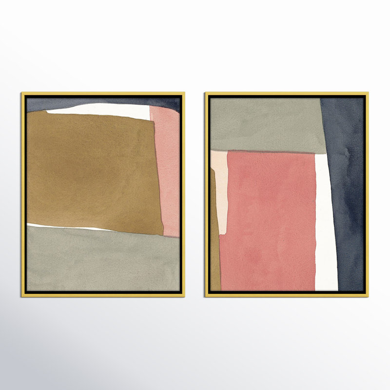 Natural Pink 2-Piece Print Set by Julia Balfour, White Framed Canvas, 25" H x 20" W x 1.4" D, White