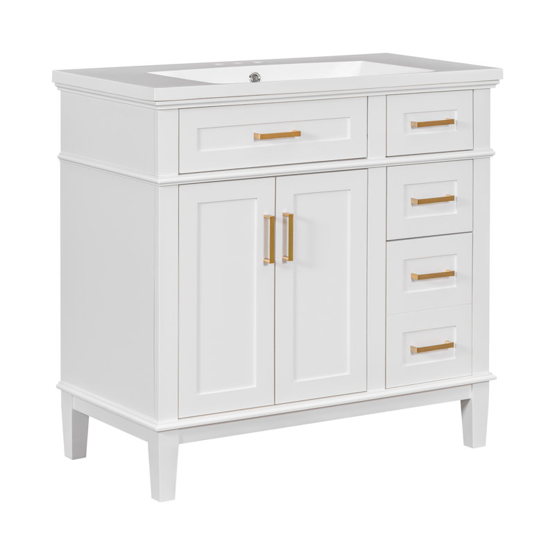 36'' Single Bathroom Vanity with Ceramic Top, White