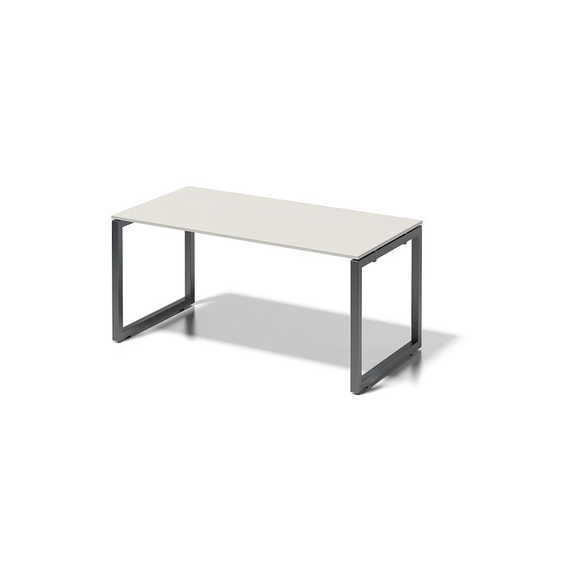 Cito Solid Wood Top Metal Base Writing Desk, White/Grey, 74cm H x 160cm W x 80cm D