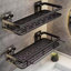 Serviteur de douche en aluminium, tablettes de douche adhésives, paquet de 2 avec crochets et tringle pour serviettes