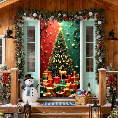 Couvercle de porte de Noël de 35 po x 72 po, Kondieu