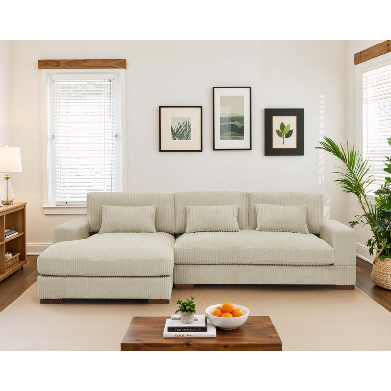 Asyiah Upholstered L-Shaped Sectional, Brown Microfiber/Microsuede, Left Hand Facing