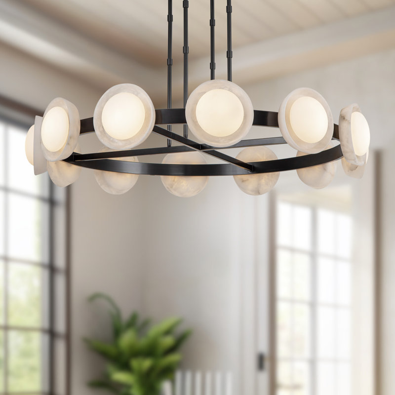 Alonso 12 - Light LED Chandelier, Vintage Brass