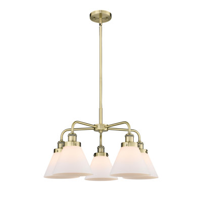Cone 5 Light Stem Hung Chandelier