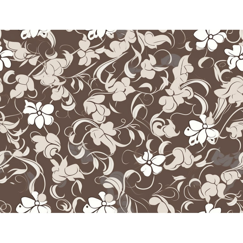Motif floral de rideaux de fenêtre à motif brun - 6013, L 40 po x L 61 po