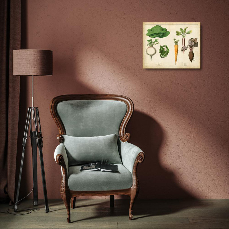 «August Grove®», œuvre d'art sur toile tendue, "Légumes de cuisine et racines I", H 15 po x l 18 po