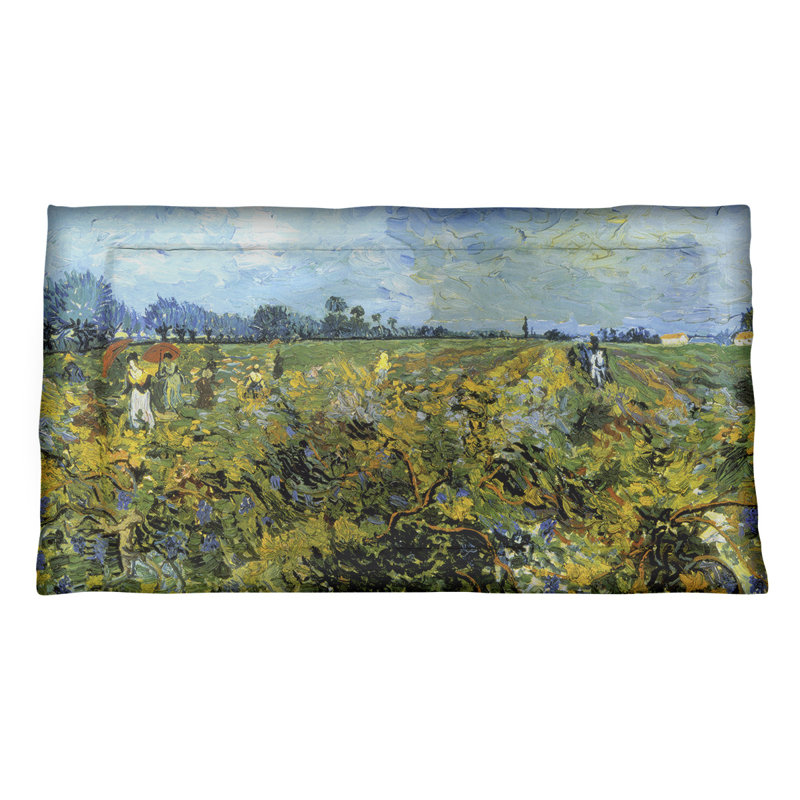 Coussin décoratif Vincent Van Gogh le vignoble, Microfibre, Grand, Bleu