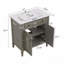 Meuble-lavabo vintage 31 po avec lavabo, armoire rustique, profil courbé, pieds en bois d'hévéa, portes à fermeture en douceur, tablette réglable-2145340053