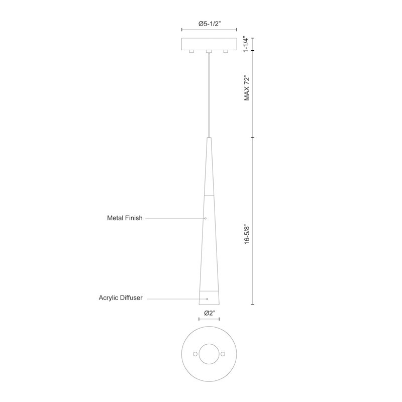 Sleek Ultra 1-Light LED Chrome Pendant with Dual Frosted Shades