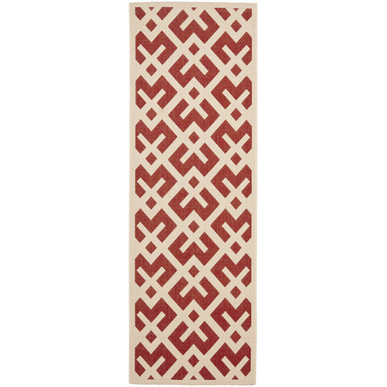 Arneshia Geometric Flatweave Red/Bone Area Rug