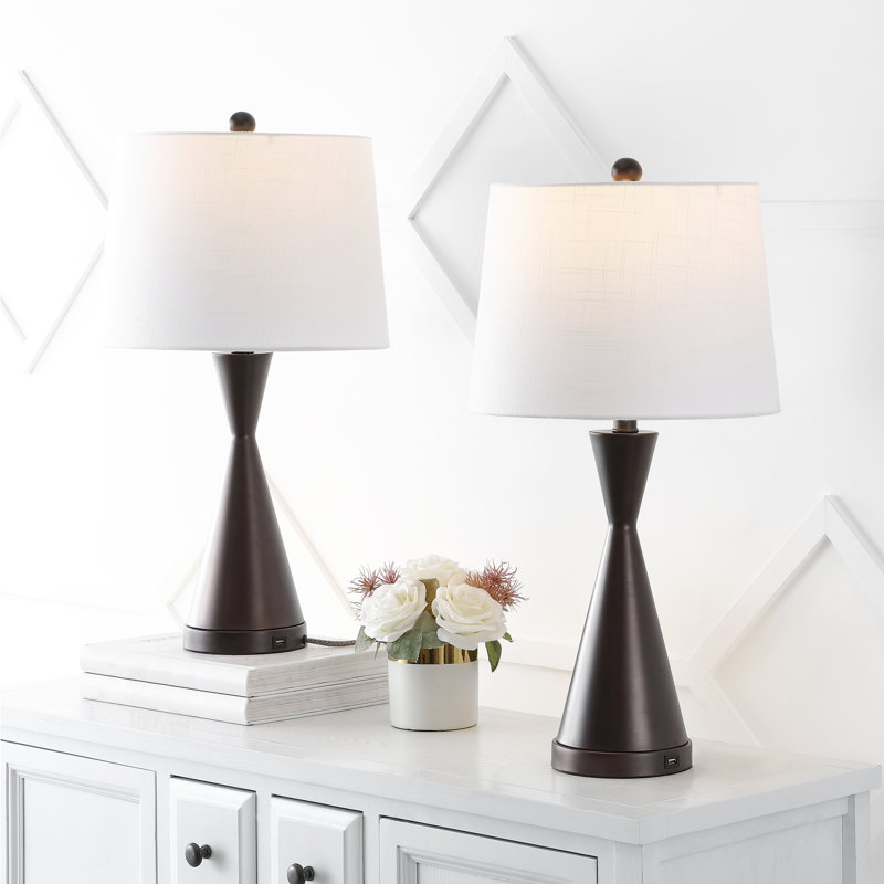 Lampe de table USB en métal Vinona, Bronze huilé