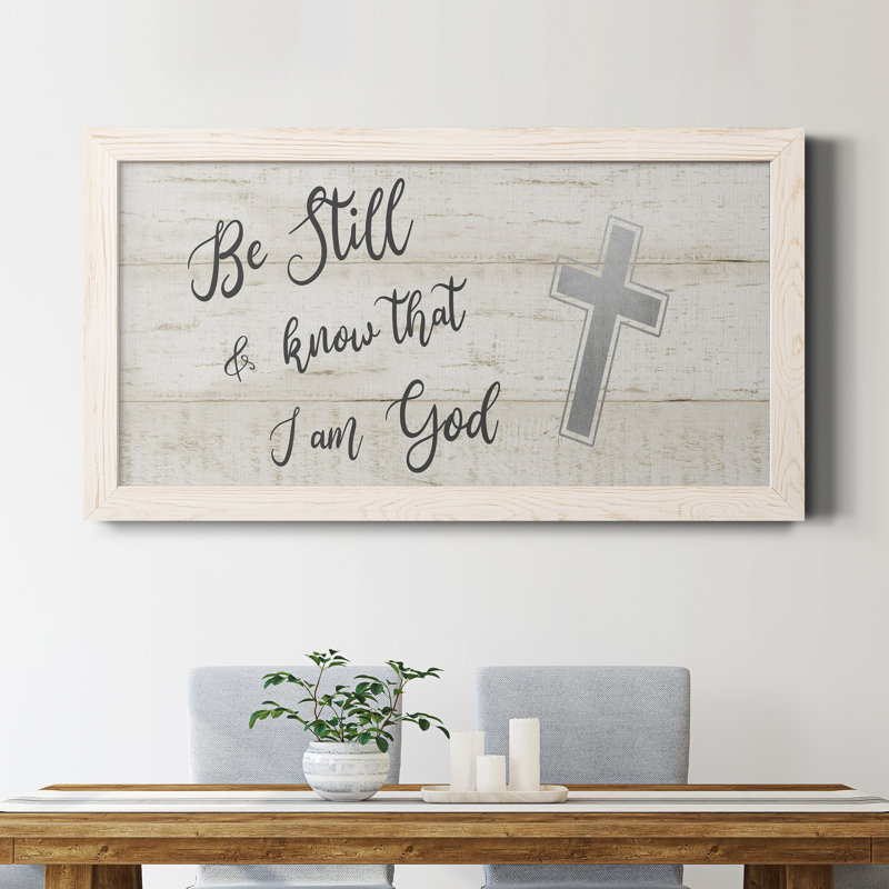 «Be Still Cross», art textuel sur toile, Blanc