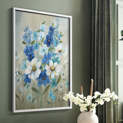 «Blue Garden II», reproduction encadrée - bois massif