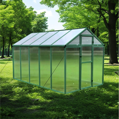 6x10 Ft Aluminum Greenhouse - Polycarbonate Walk-in For Garden All Season With Raised Base And Anchor, Plant Growth Encouragement Heavy Duty Backyard Tool Storage