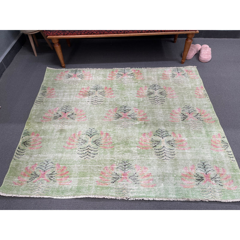 Tapis décoratif géométrique vert de 53,9 x 44,1 pouces