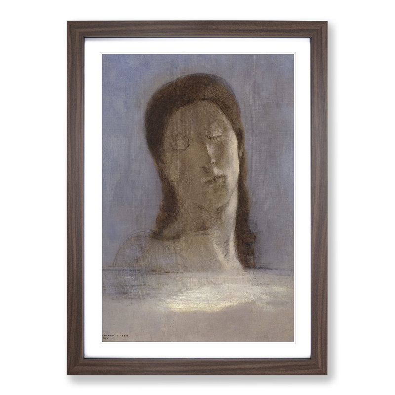 Closed Eyes by Odilon Redon - Picture Frame Painting, Walnut Framed, 36cm H x 27cm W x 2cm D