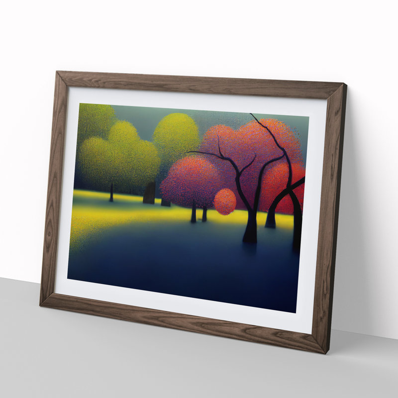 Epic Cherry Blossom Trees Abstract - Single Picture Frame Painting, Walnut, 46cm H x 64cm W x 2cm D