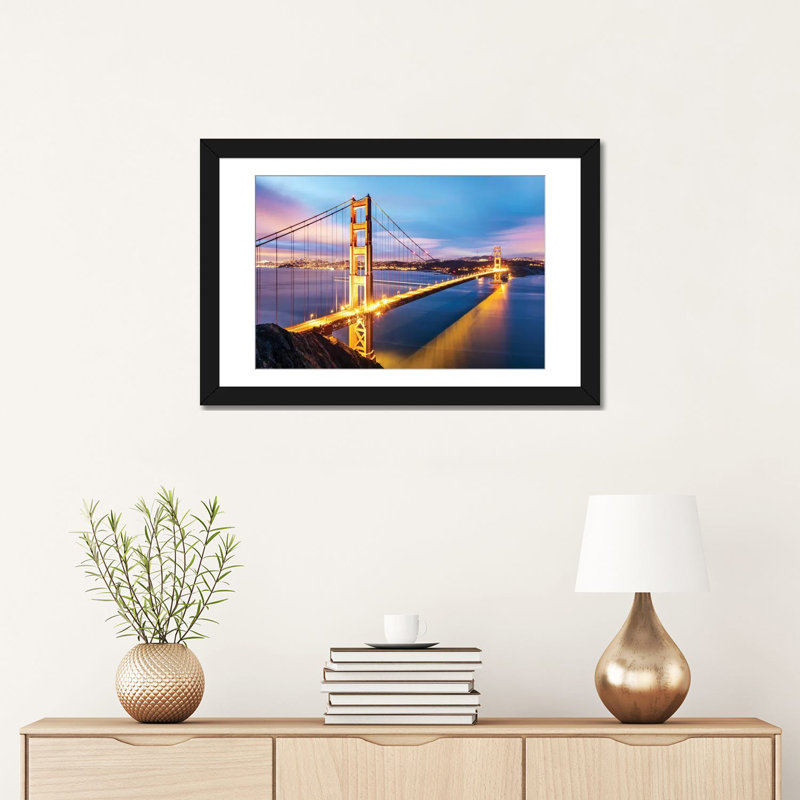 «Golden Gate Bridge At Dawn, San Francisco» par Matteo Colombo, impression sur toile, H 24 po x l 32 po x P 1 po, Blanc