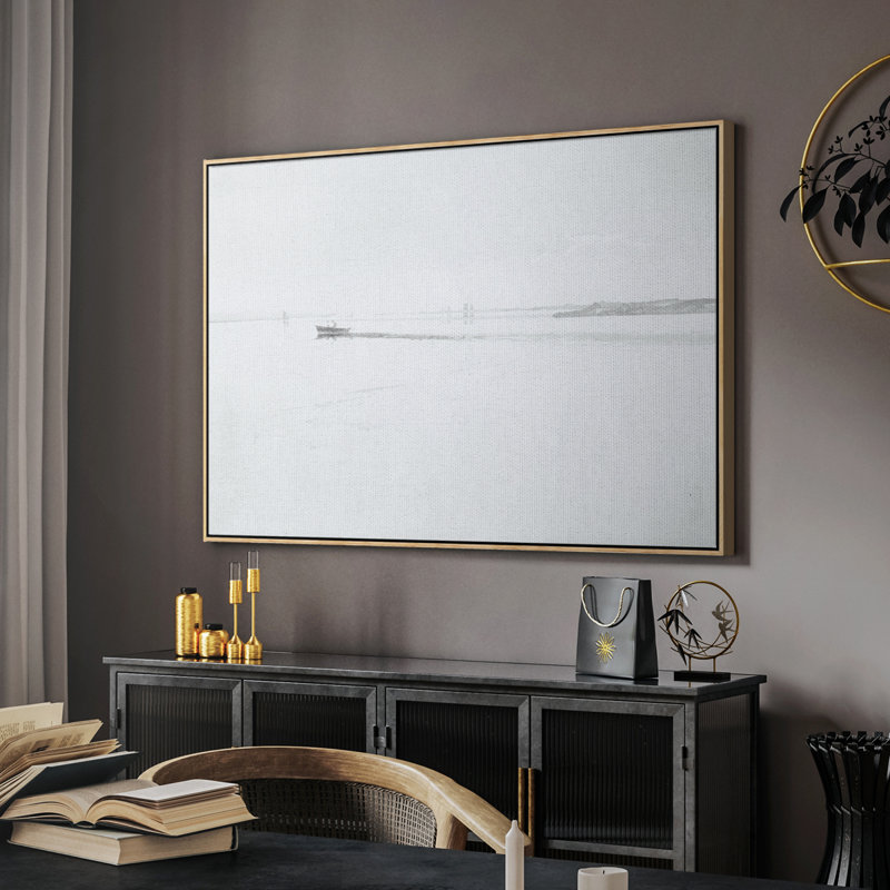 Impression nautique rétro-XXXV, Toile naturelle avec cadre flottant, H 17 po x l 25 po x P 2 po