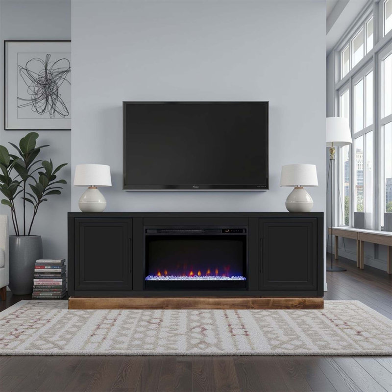 Meuble télé Nora, H 27 po x L 64 po x l 17 po, Noir