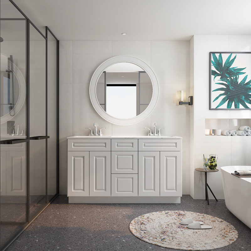 Cozy Design 60'' Double Bathroom Vanity Base Only, Traditional Dove