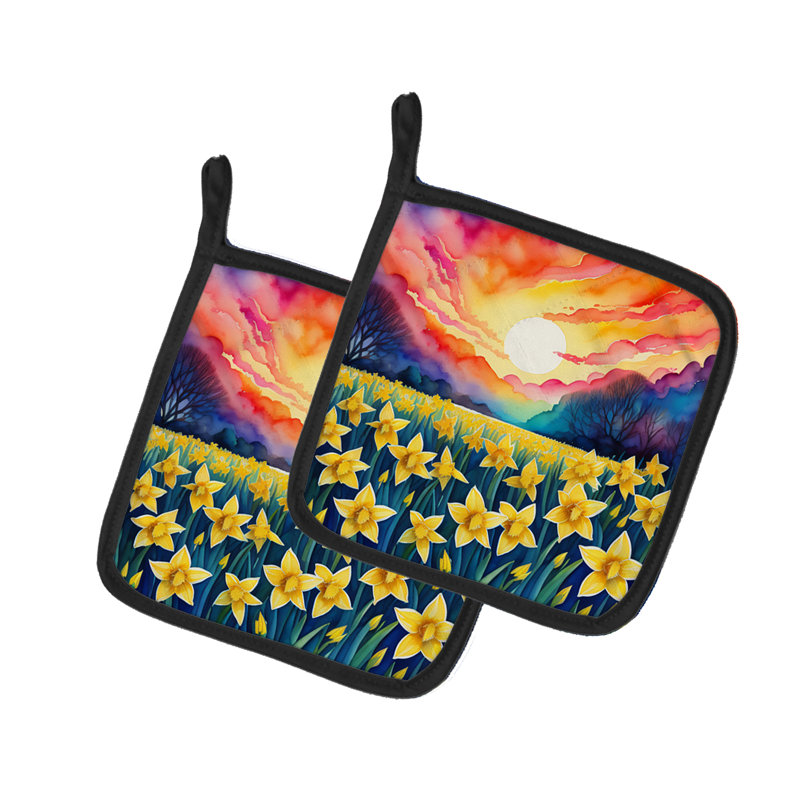 Colorful Daffodils Pair of Pot Holders