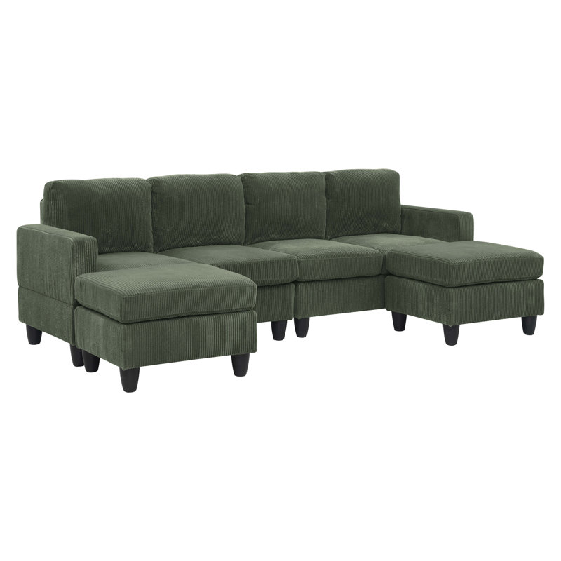 4 - Seat Corduroy Sectional With , Soft Textured Upholstery, Modular Design For Custom Arrangement, Removable And Generously Padded Cushions, 53 In Product Depth, 101 Width, 34.5 Height Seat,