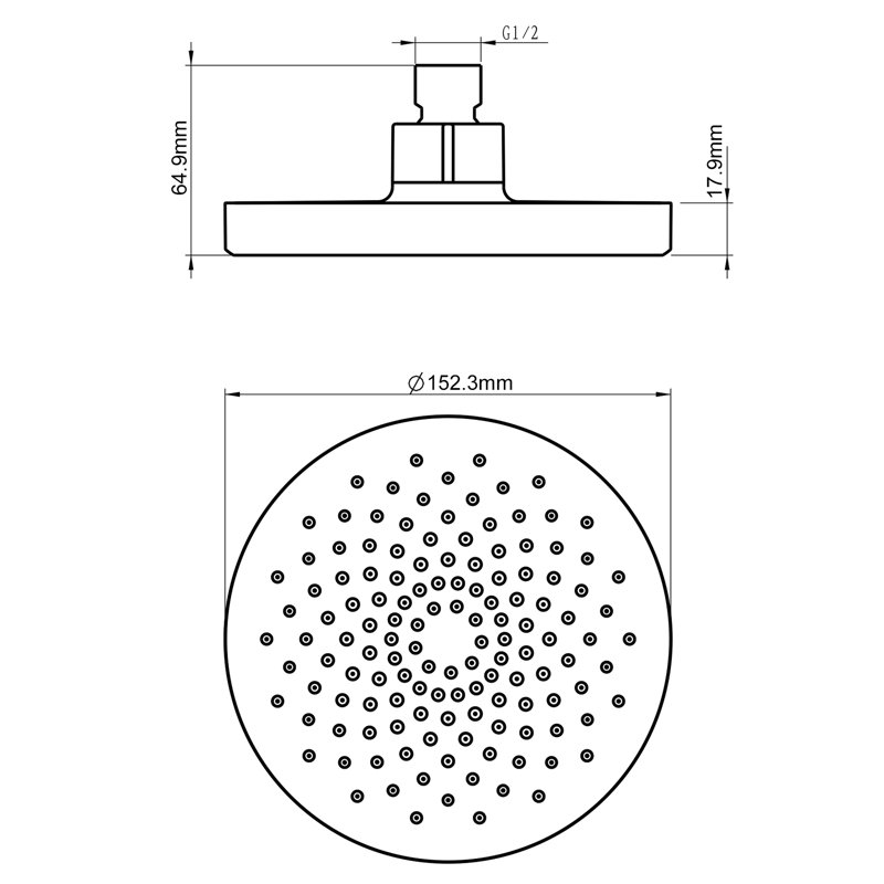 Full/Standard Fixed Shower Head 1.75 GPM GPM, Brushed Gold