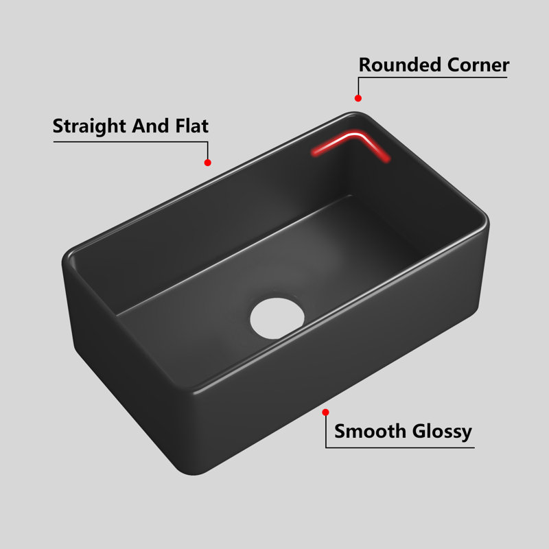 Farmhouse Single Basin Kitchen Sink, 10" H x 30" L x 18", White