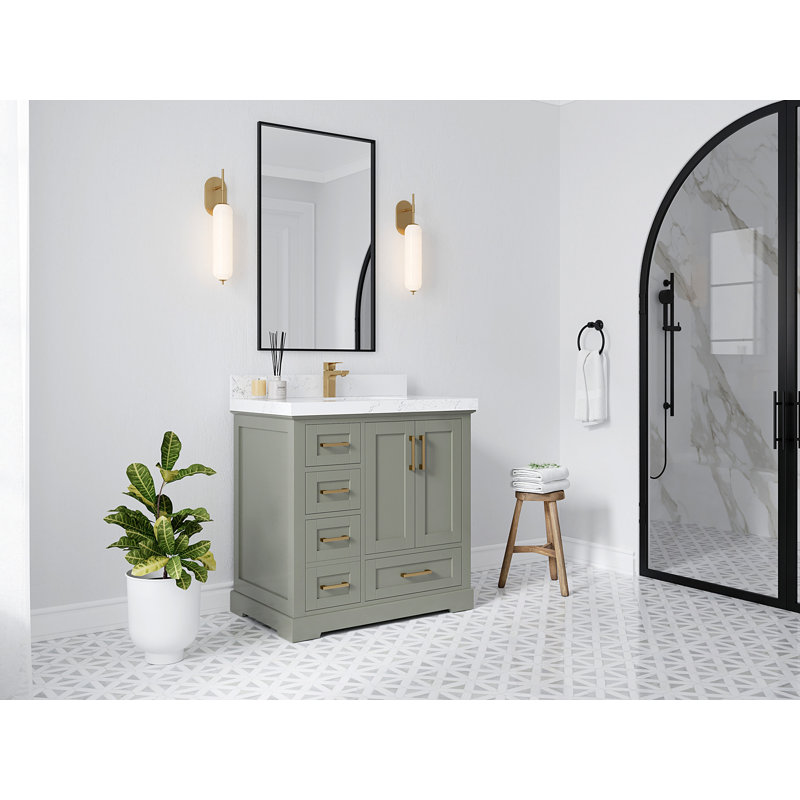 Boston 36 po X P 22 po De meuble-lavabo central D Quartz, Blanc