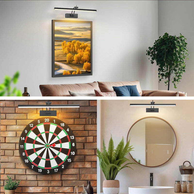 16'' Dimmable Wall Mount Picture Light with Remote, Black