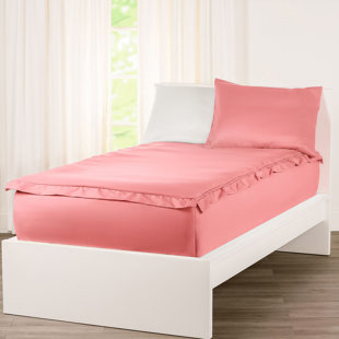 Pink Twin/XL Size Fitted Sheet,4 Way Stretch Fits Standard and Air Bed  Mattress