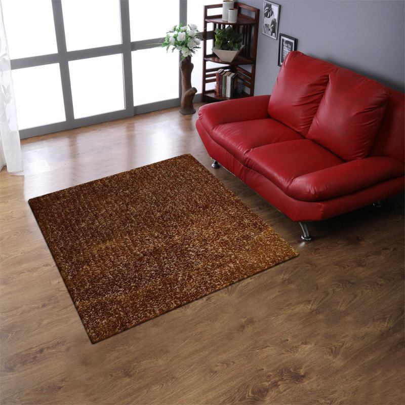 Tapis à poils longs en polyester touffeté à la main Birkett, Carré 10pi
