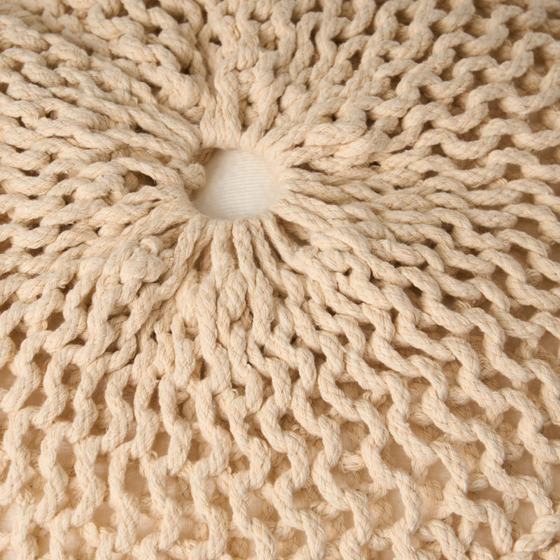 Pouf rond 19,75 po Moreland, Coton beige