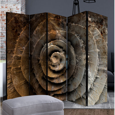 Kakig 225cm W x 172cm H 5 - Panel Solid Wood Folding Room Divider